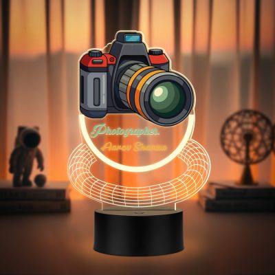 Personalized Photographer Camera 3D Illusion LED Lamp Gift for Photographer & Camera Man Photo Studio Desk Decor Lamp Warm White Light